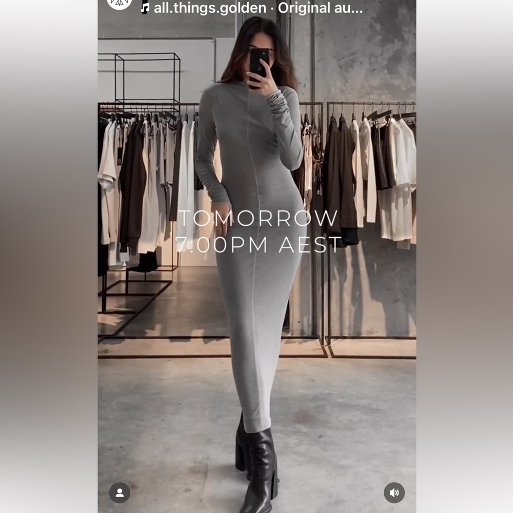 All Things Golden The Modal L/S Midi Dress Size XS - Mid Gray- Limited Edition - Picture 2 of 12